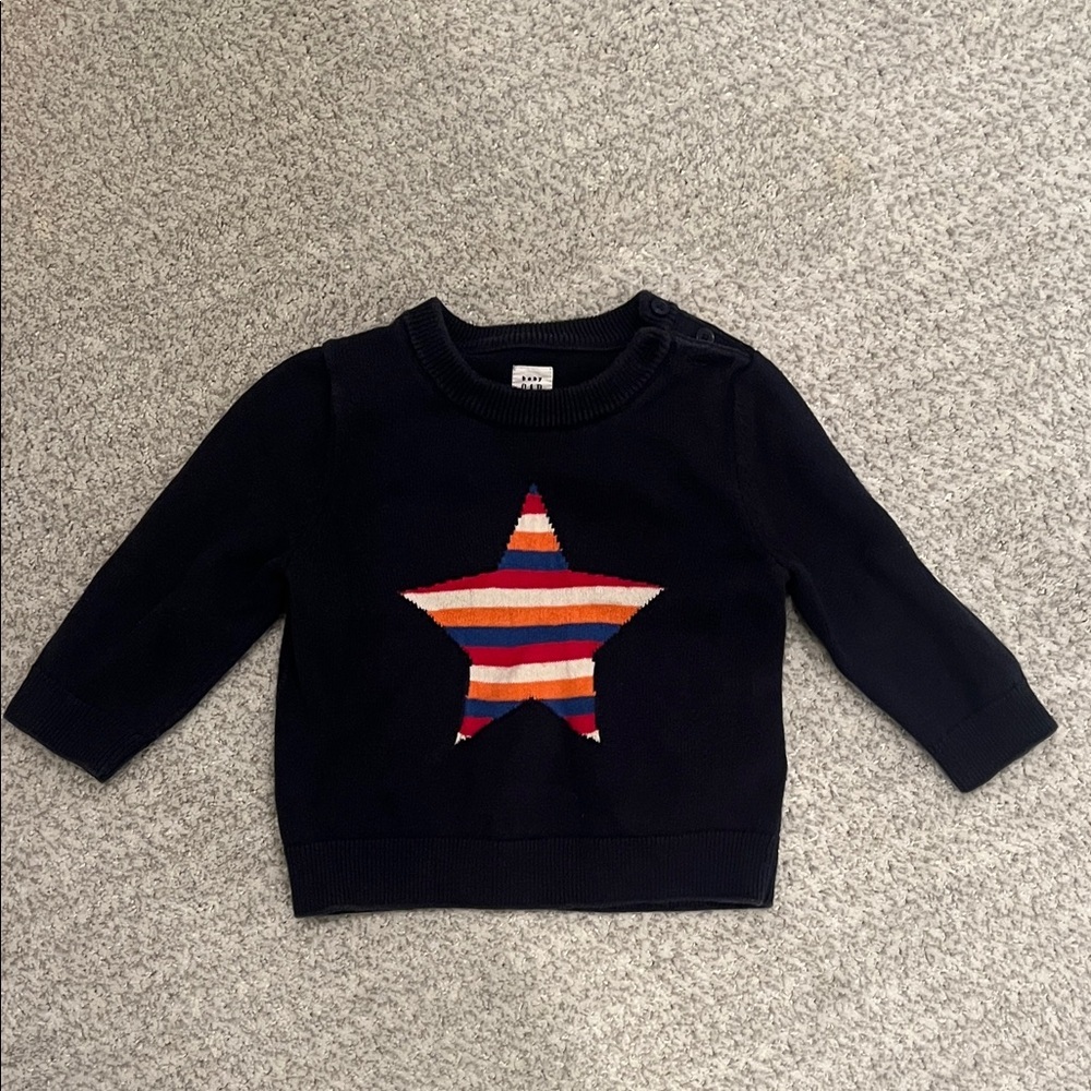 Baby gap Navy Knit Sweater with Striped Star (12-18 months)
